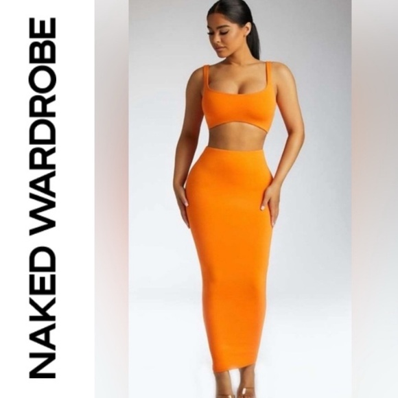 naked wardrobe Dresses & Skirts - Naked Wardrobe 🧡 Hourglass Midi skirt 2 piece set 🍊